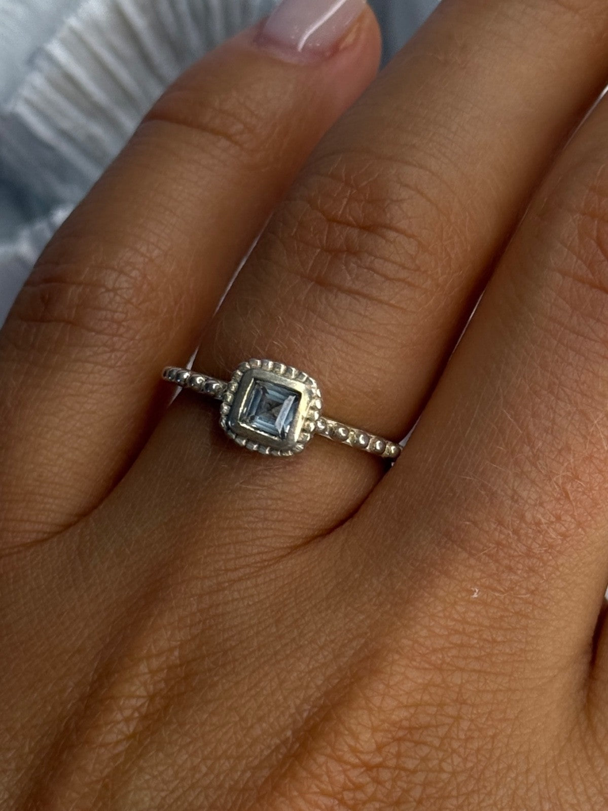 925 Sterling Silver Rj Topaz Ring Size 7