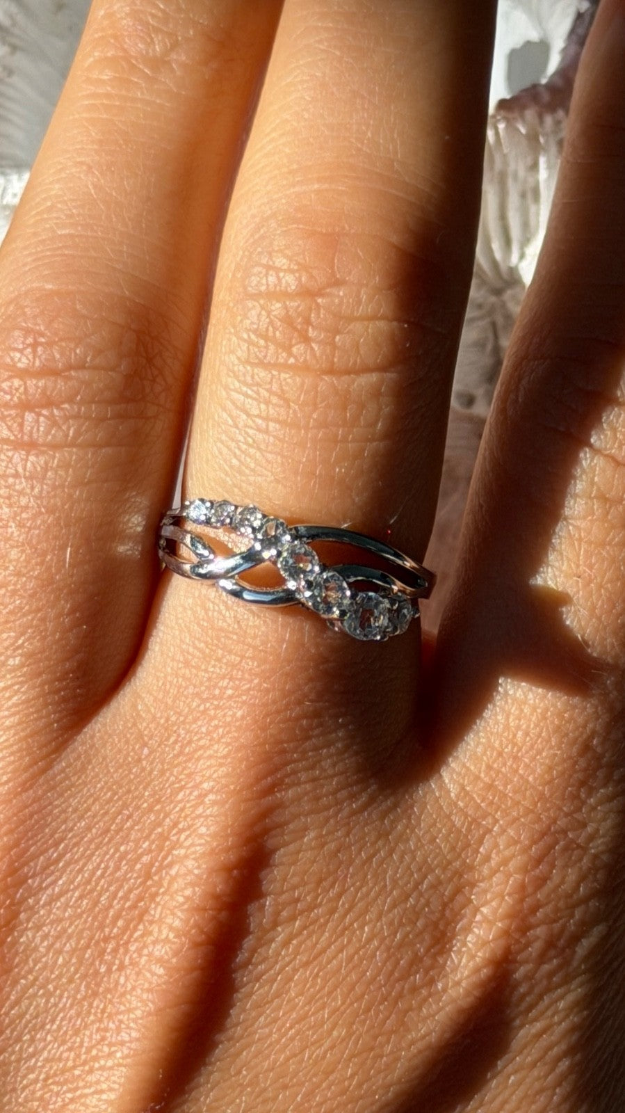 Lovely 925 Sterling Silver Cz Ring Size 8.5