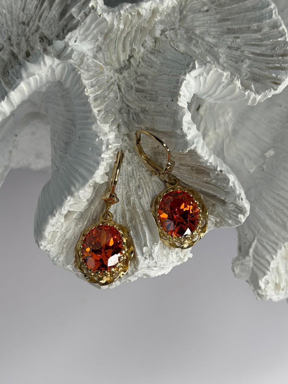 925 Sterling Silver Gold Plated Mandarine Garnet Earrings