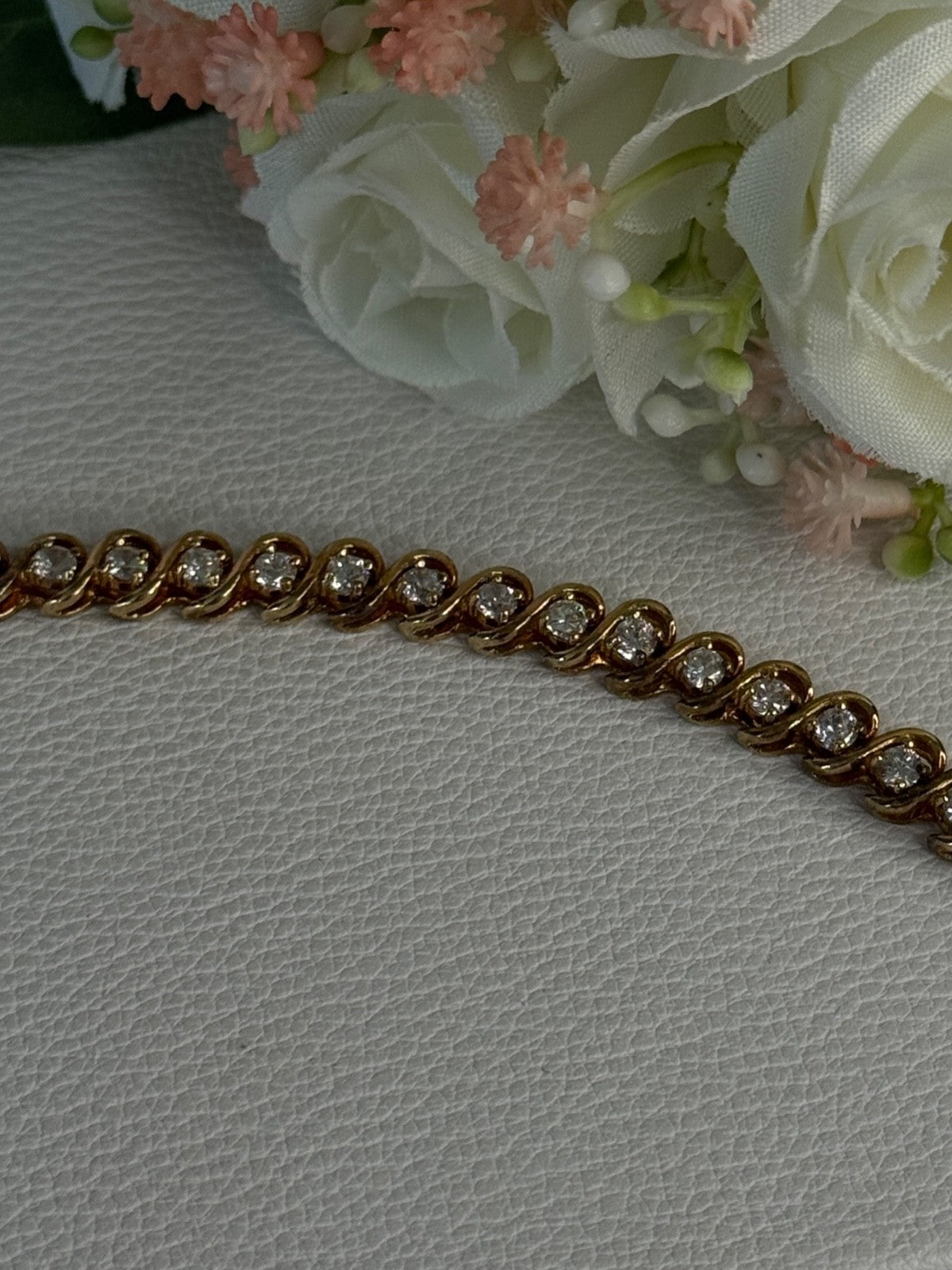 Fas 925 Sterling Silver Gold Plated CZ Bracelet Length 8.5 Inch