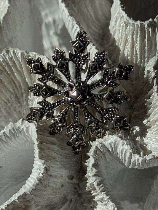 925 Sterling Silver Snowflake Marcasite Pendant