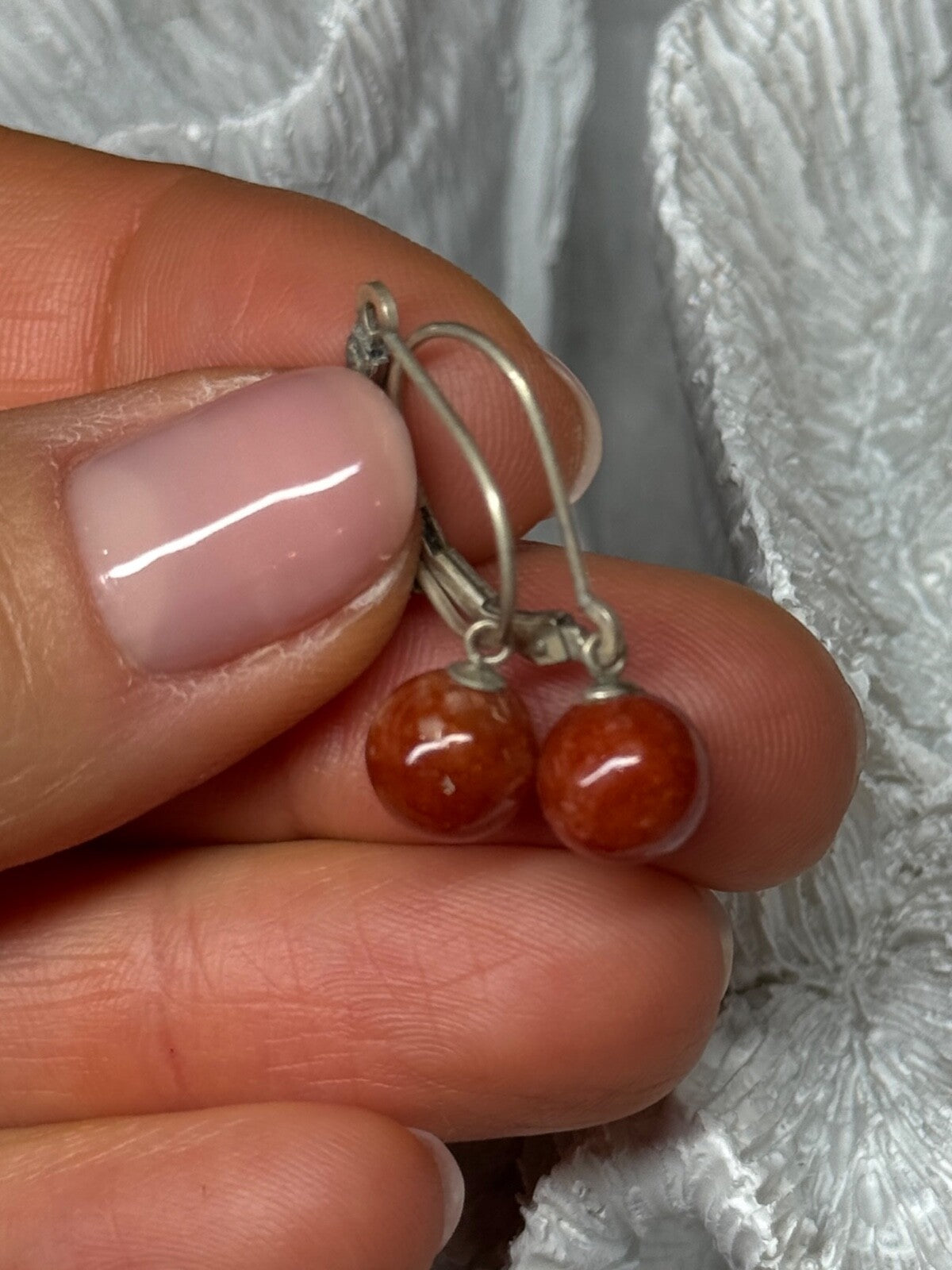 Vintage 925 Sterling Silver Amber Earrings Length 1 Inch