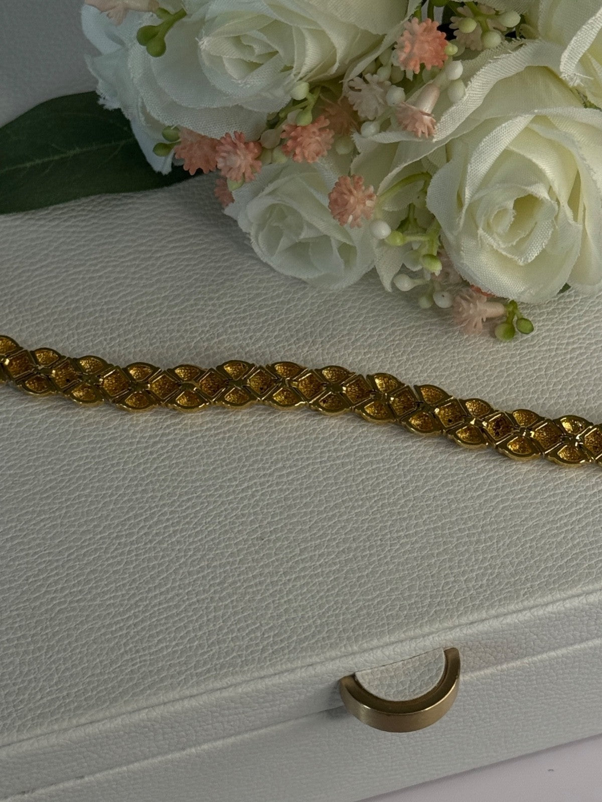 Charming 925 Sterling Silver Gold Plated Bracelet Length 7.5 Inch