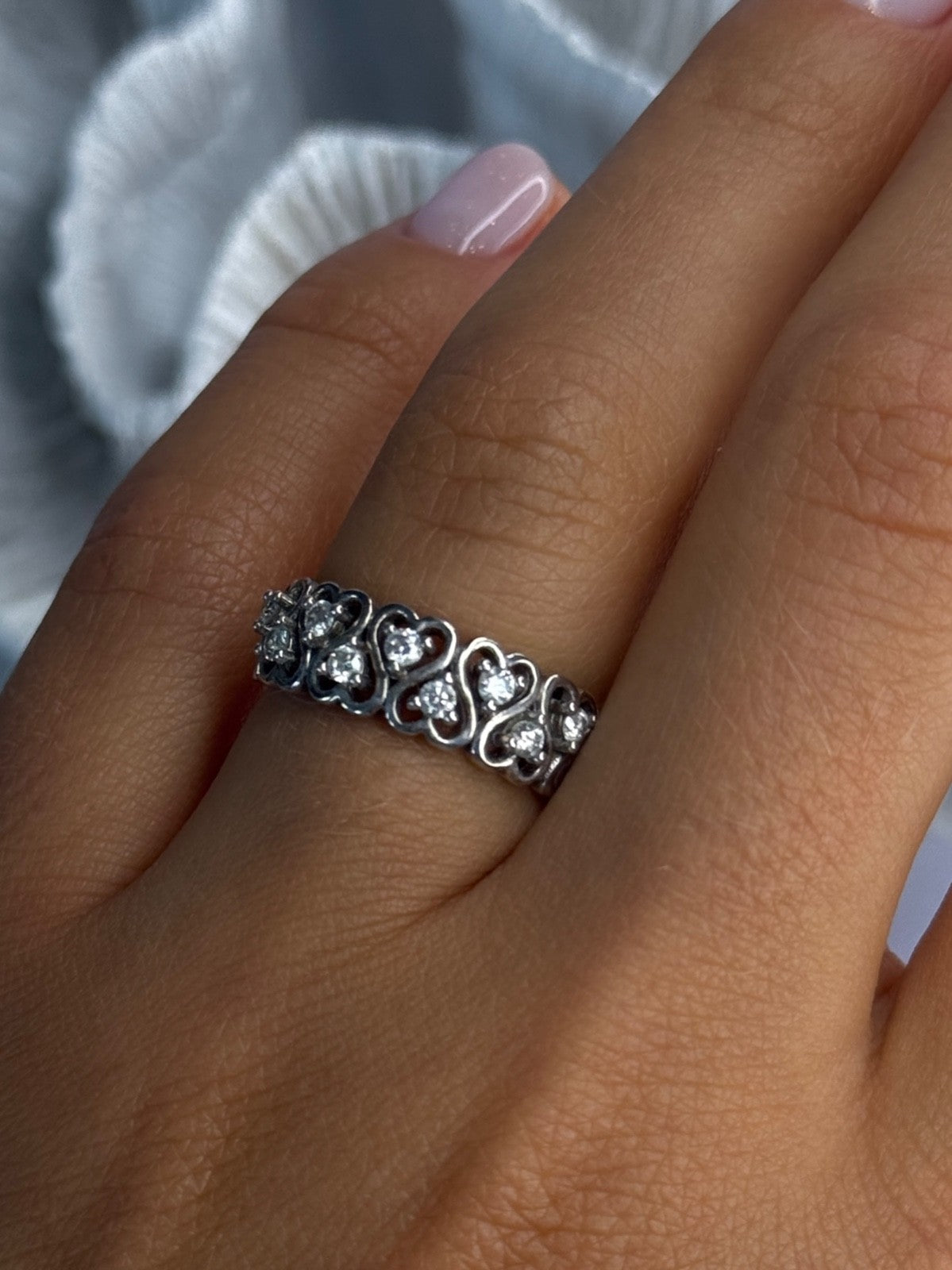 Bbj 925 Sterling Silver White Topaz Heart Ring Size 7