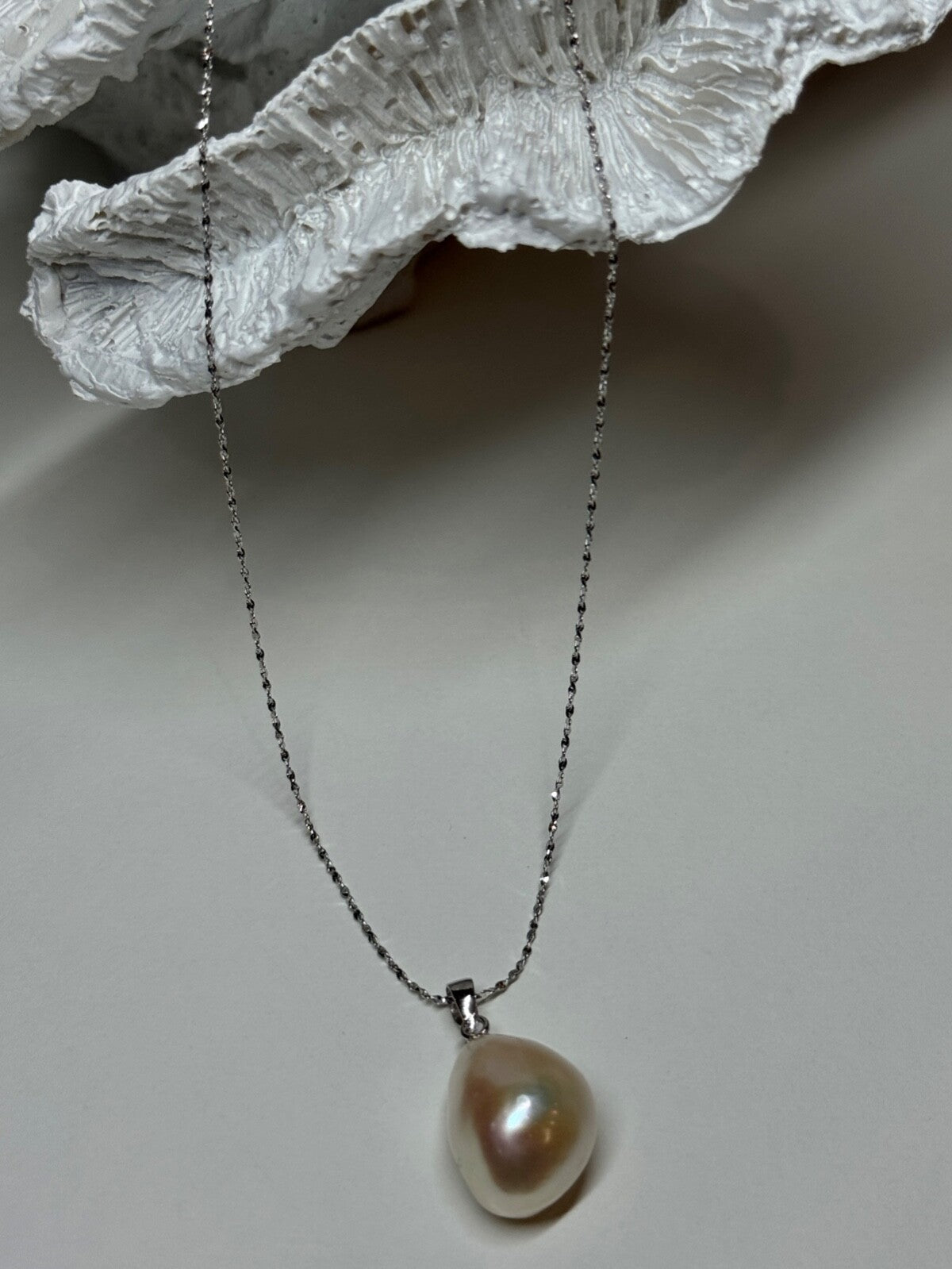 925 Sterling Silver Fresh Water Necklace Length 18 Inch