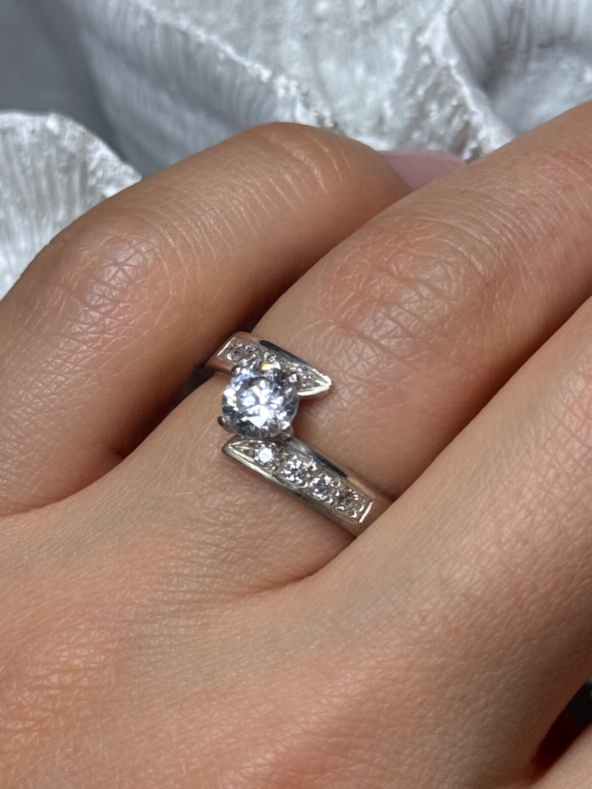 925 Sterling Silver CZ Ring Size 6.5