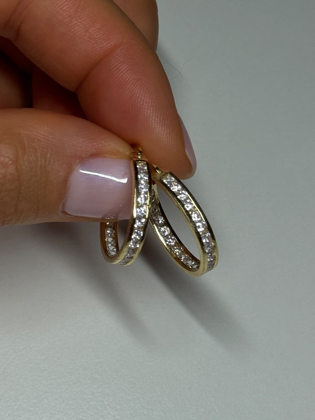 925 Sterling Silver Gold Plated CZ Earrings Length 21.5 Mm