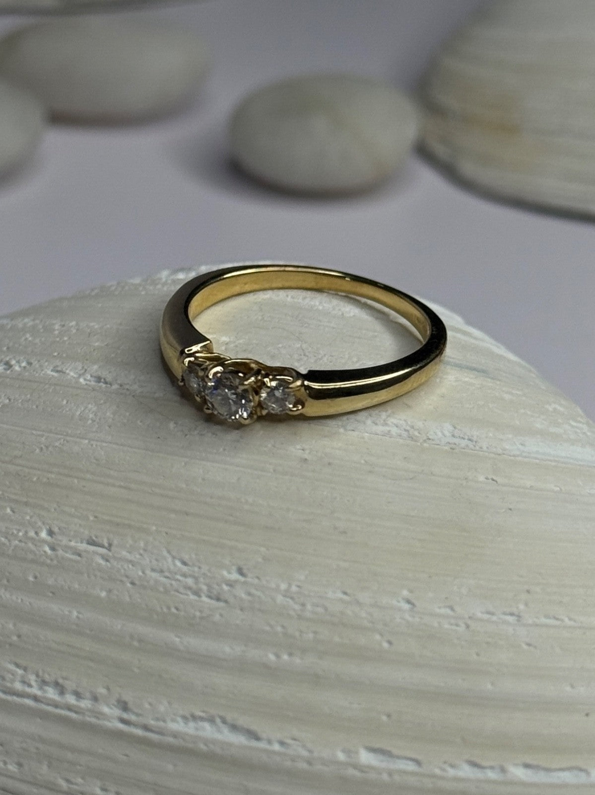 14K Yellow Gold Diamond 0.36 Carat Total Weight Ring Size 7