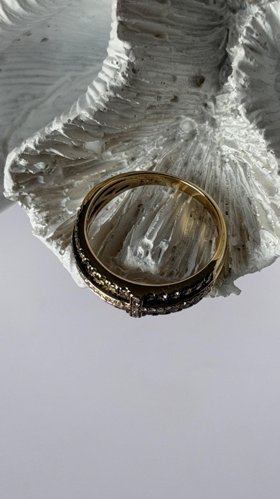 10K Yellow Gold White 0.17 ct & Chocolate 0.32 ct Diamond Ring Size 7