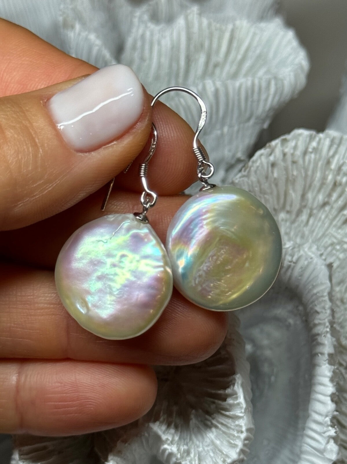 925 Sterling Silver Fresh Water Pearl Earrings Length 1.8 Inch