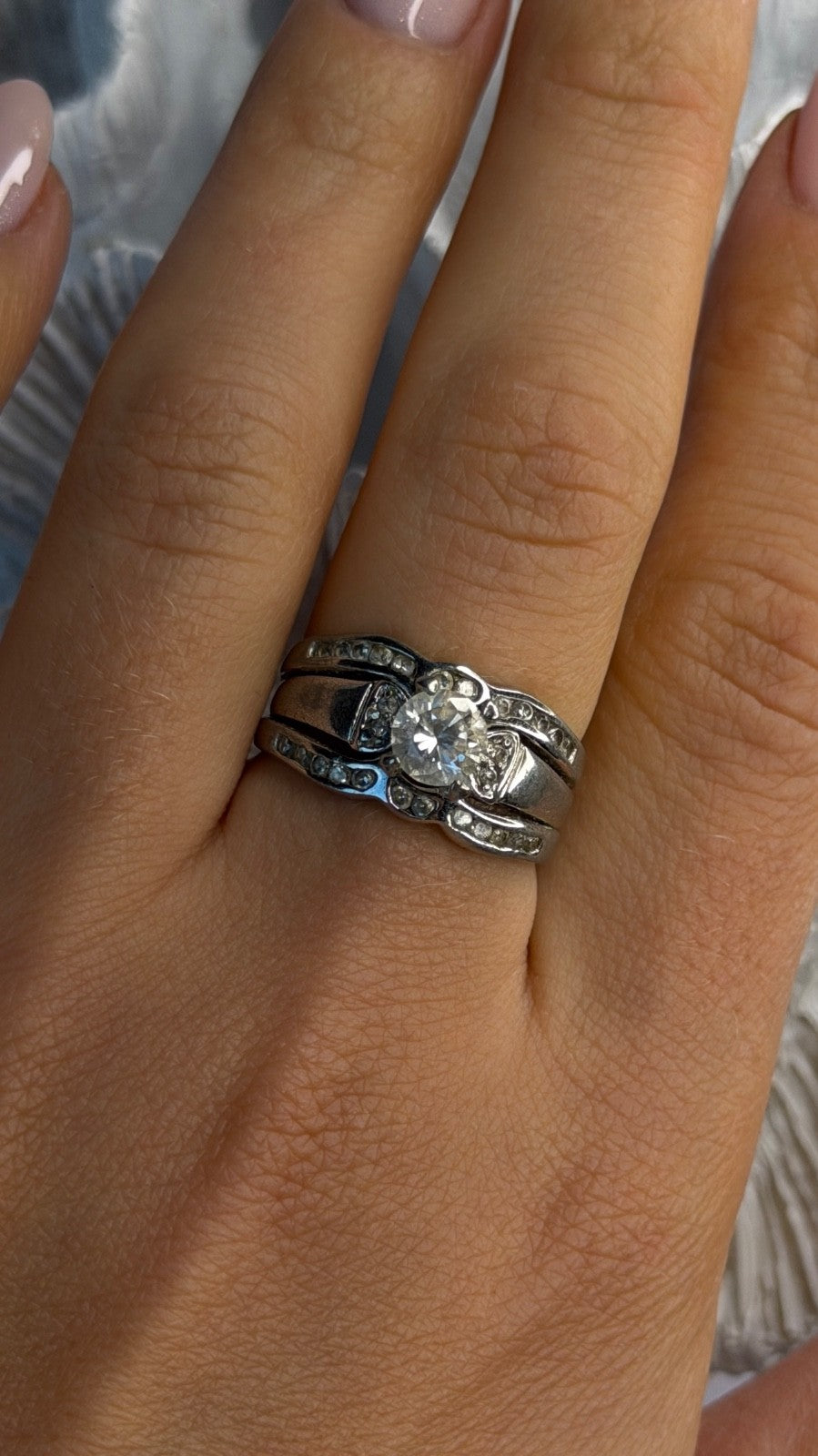 925 Sterling Silver White Tourmaline Ring Size 8