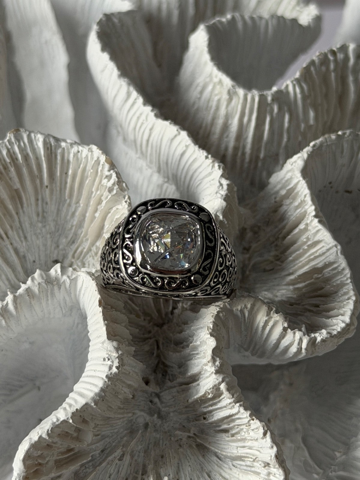 925 Sterling Silver White Spinel Ring Size 7