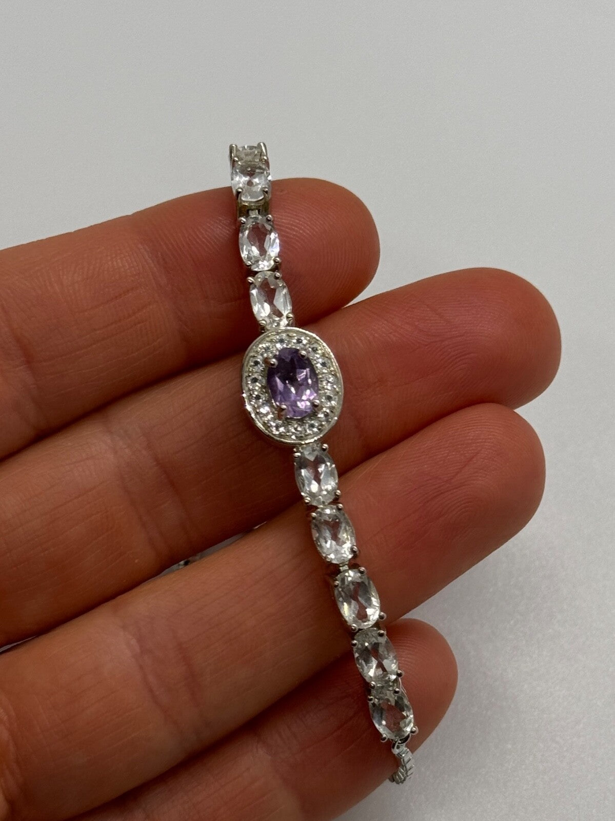 925 Sterling Silver Morganite & Beryl Bracelet
