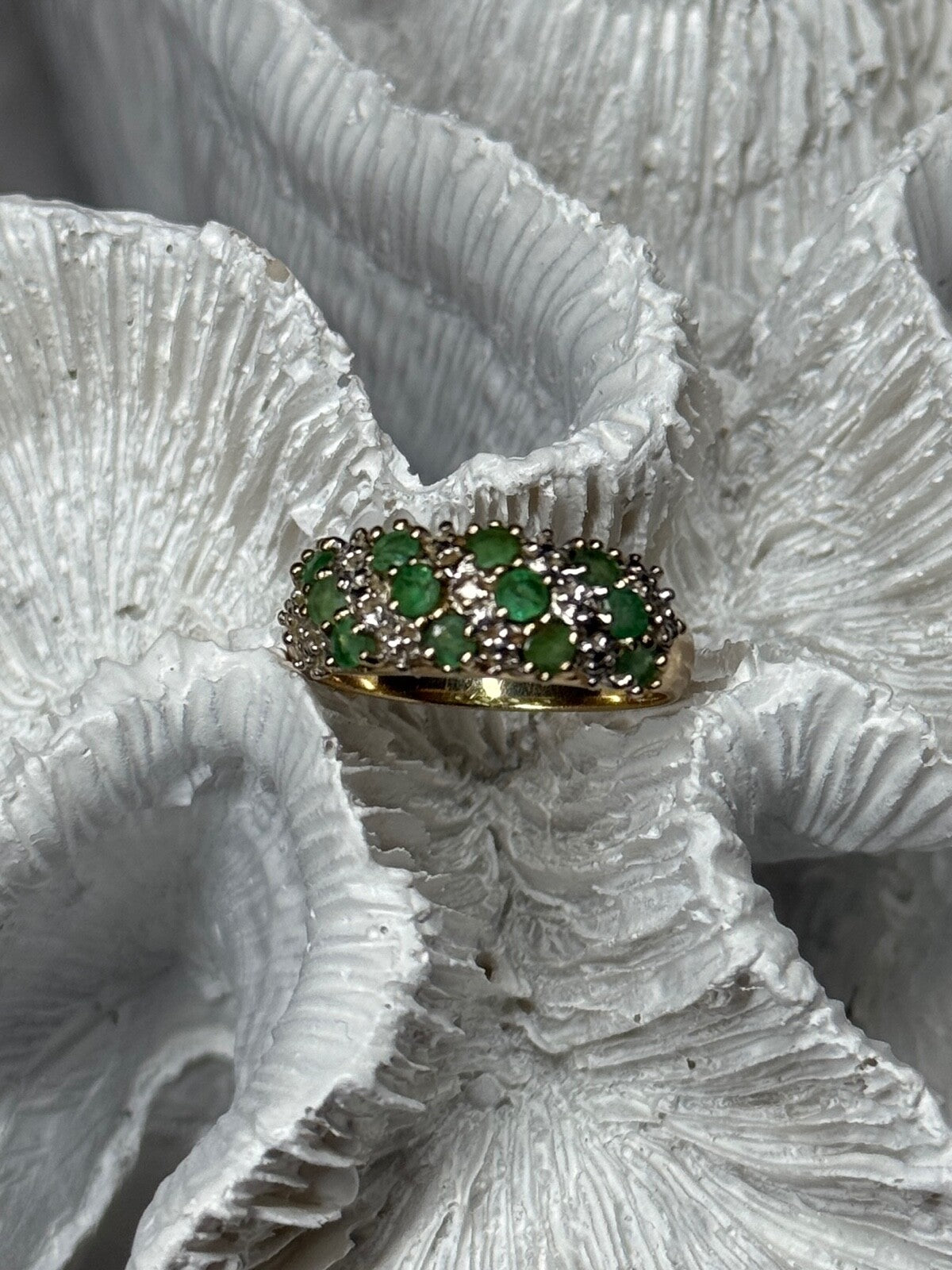 10K Yellow Gold Ring Emerald & Diamond Size 6