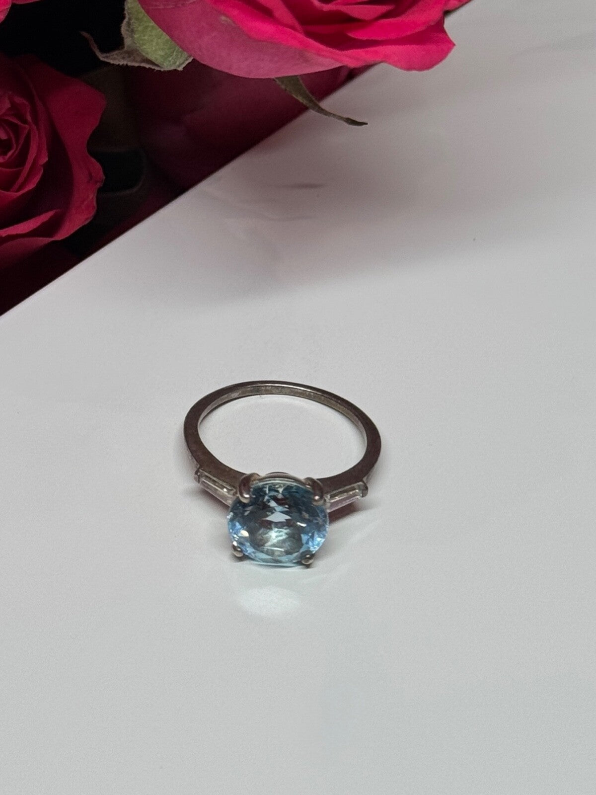 925 Sterling Silver Topaz & Beryl Ring Size 6