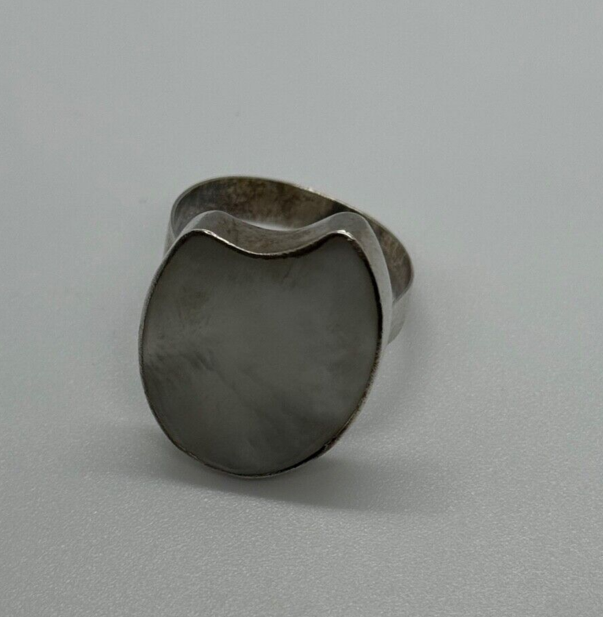 925 Sterling Silver Abalone Shell Ring Size 12