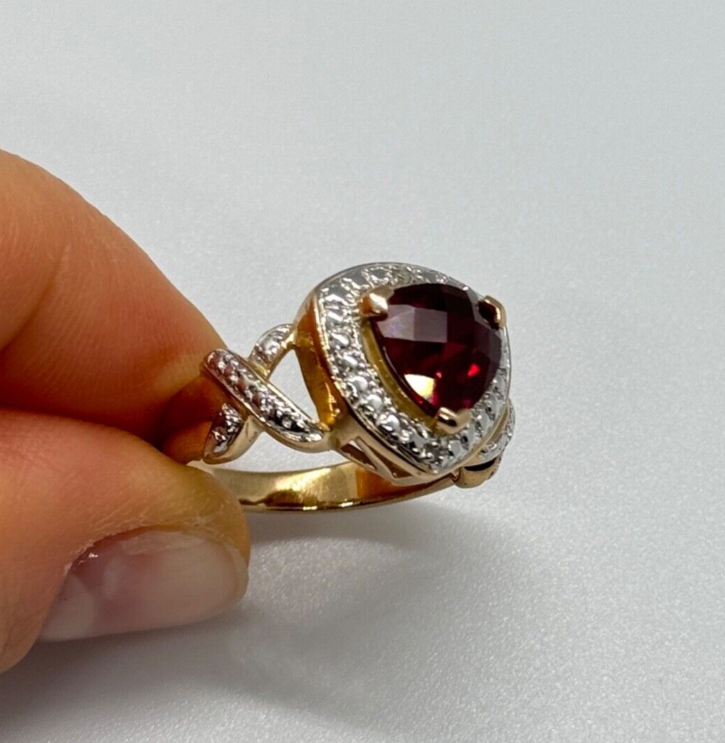 925 Sterling Silver Gold Plated Spinel Ring Size 7