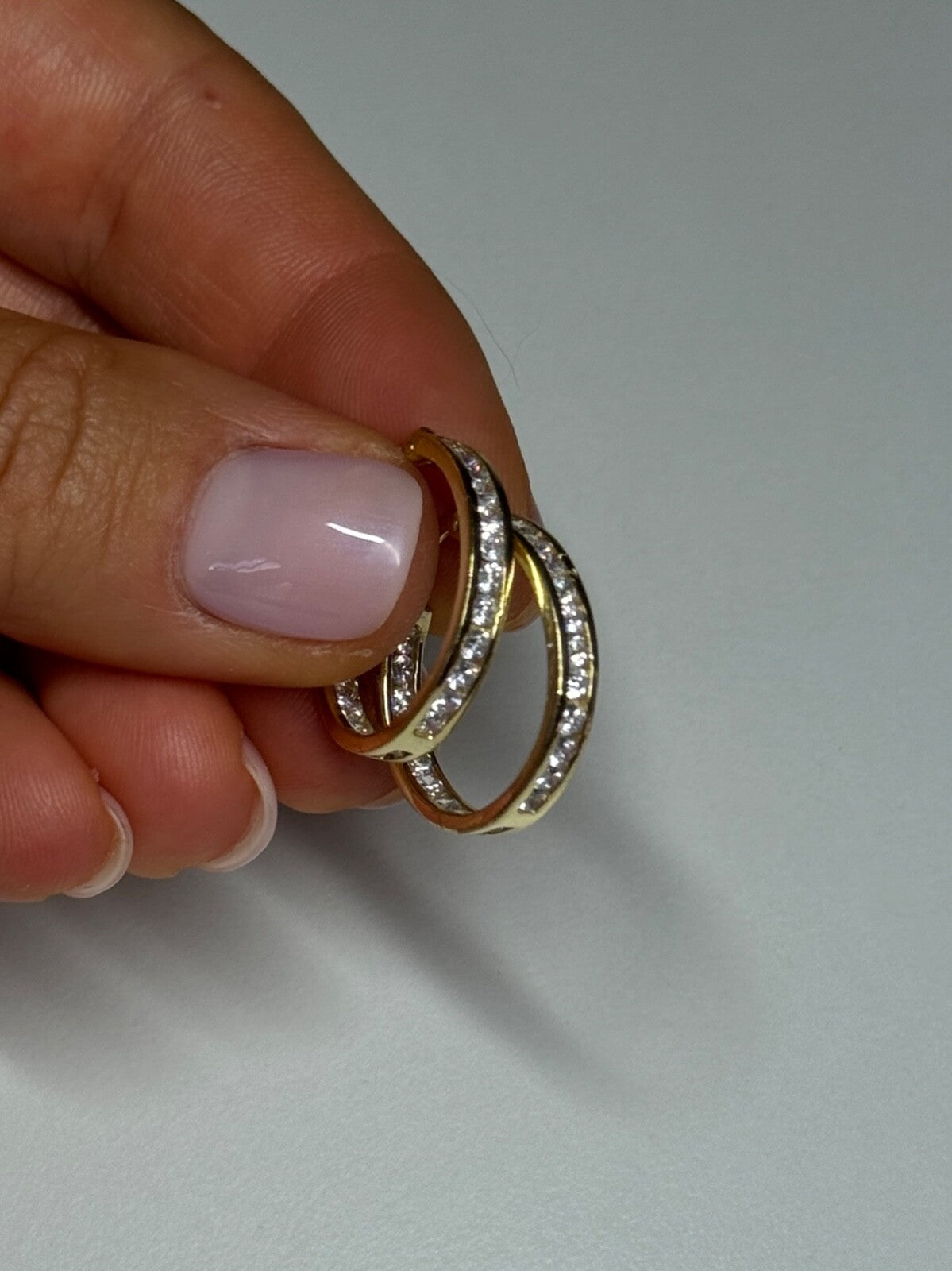 925 Sterling Silver Gold Plated CZ Earrings Length 21.5 Mm