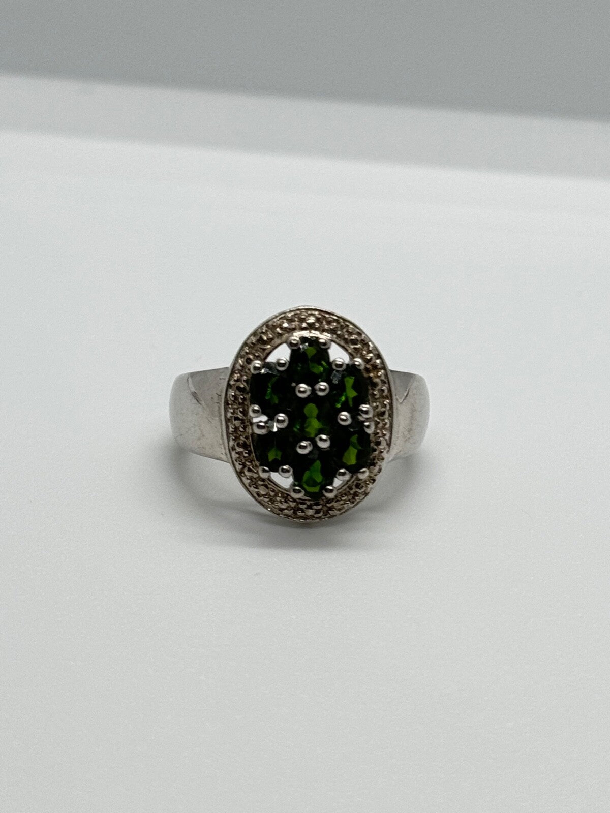 925 Sterling Silver Emerald Ring Size 6