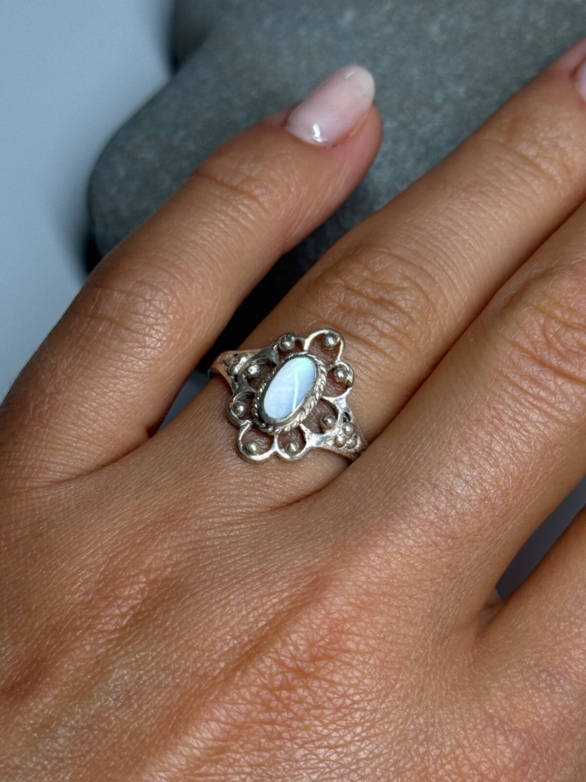 925 Sterling Silver Abalone Ring Size 7