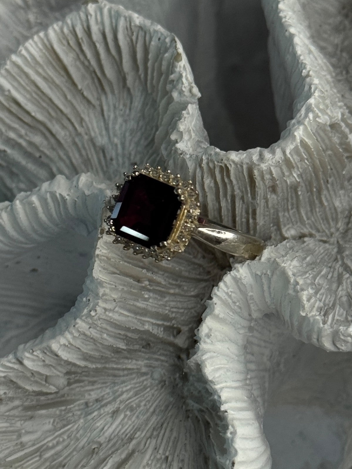 925 Sterling Silver Almandine & Beryl Ring Size 7