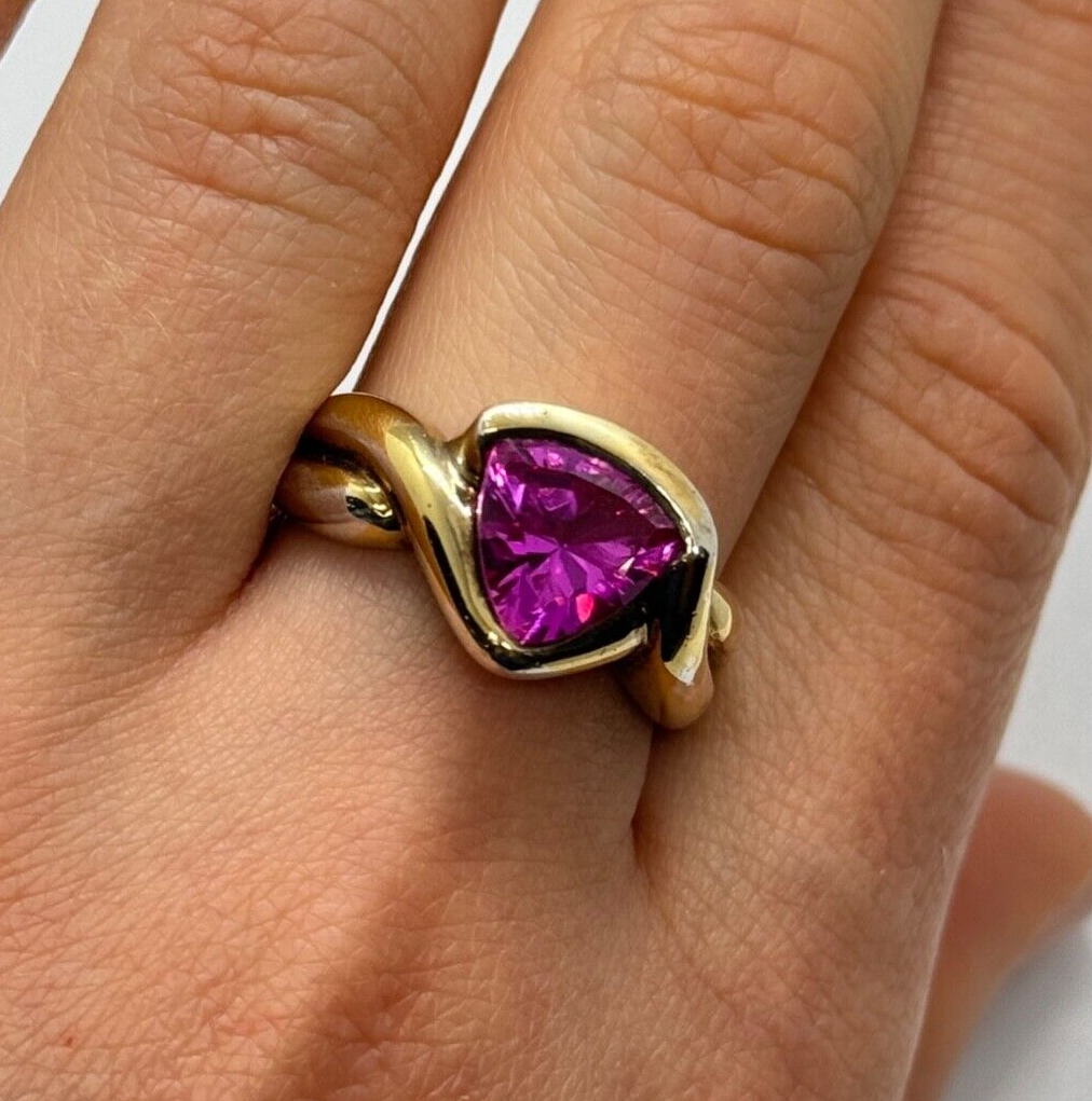 925 Sterling Silver Pink Topaz Ring Size 9