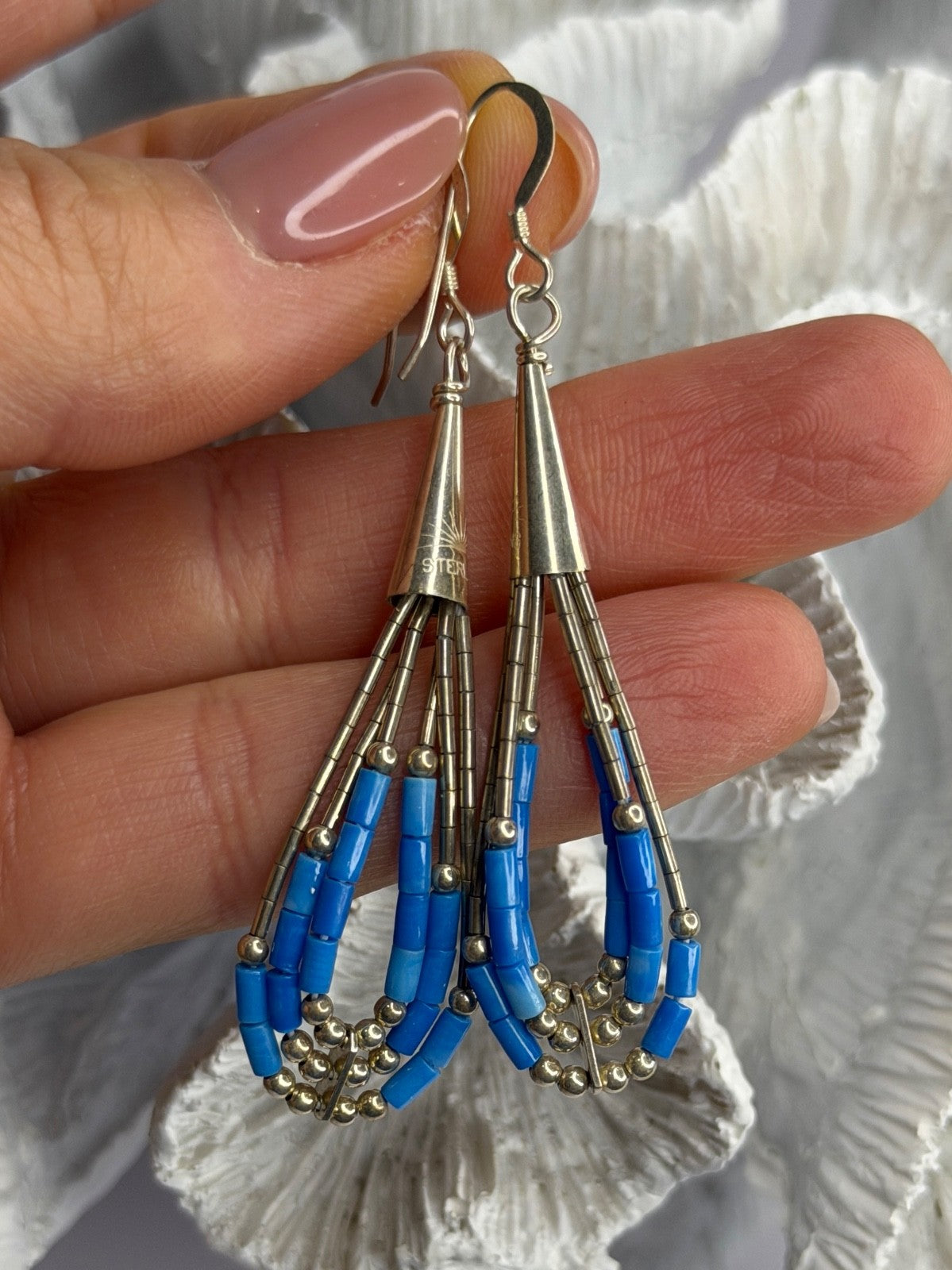 Native American 925 Sterling Silver Blue Lapis Earrings
