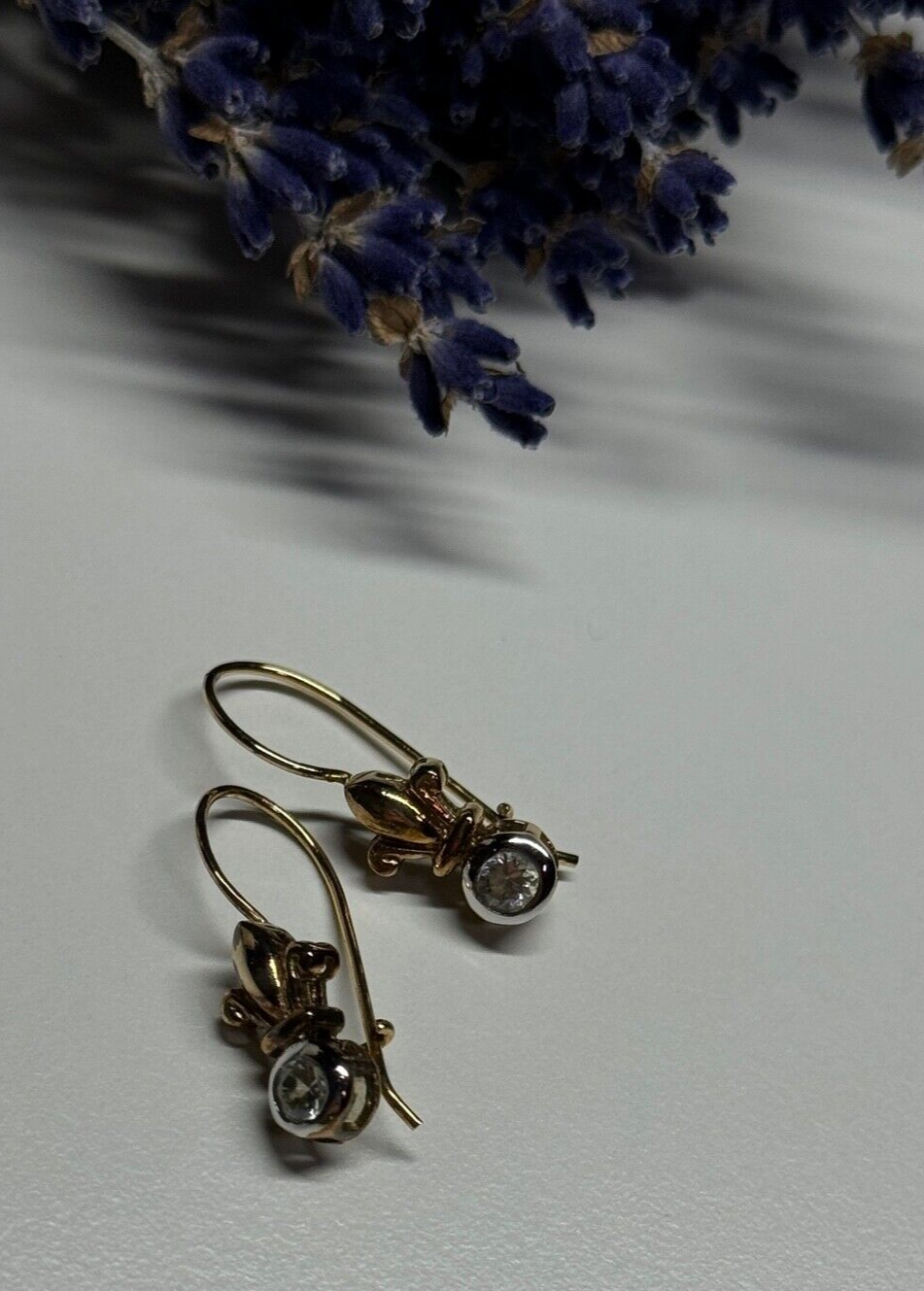 925 Sterling Silver Gold Plated CZ Earrings