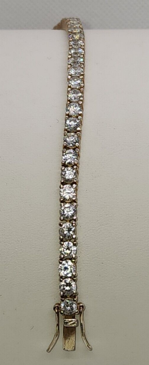 925 Sterling Silver Vermeil Goshenite Bracelet Size 7.5 IN