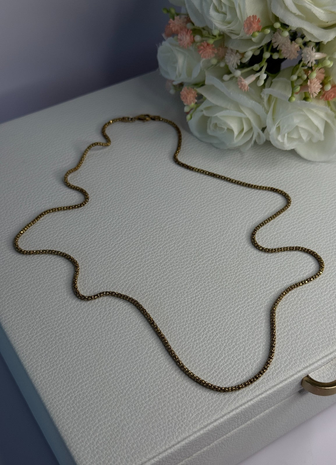 925 Sterling Silver Gold Plated Italy Lirm Necklace Chain Length 22 Inch