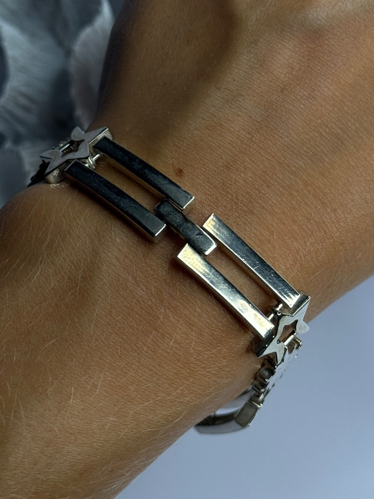 Vintage 925 Sterling Silver Sun Face Bracelet Length 8