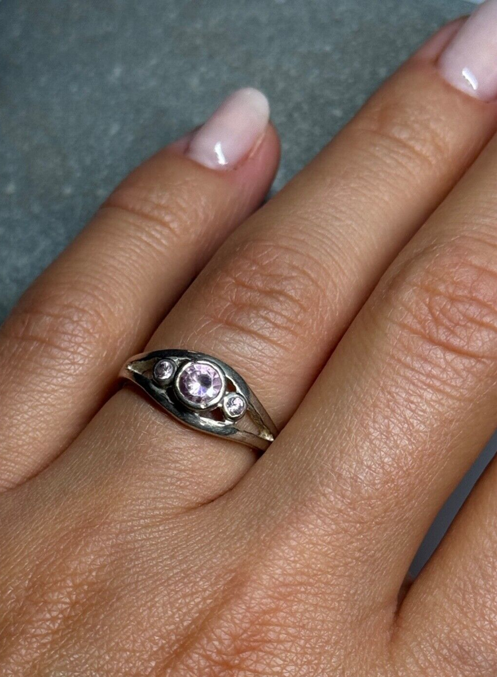 925 Sterling Silver Morganite Ring Size 6