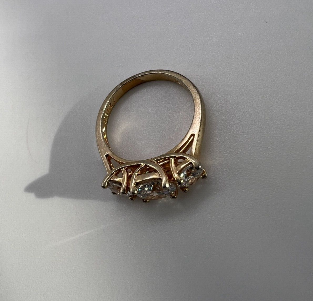 925 Sterling Silver Gold Plated CZ Ring - Size 6 Elegant Jewelry