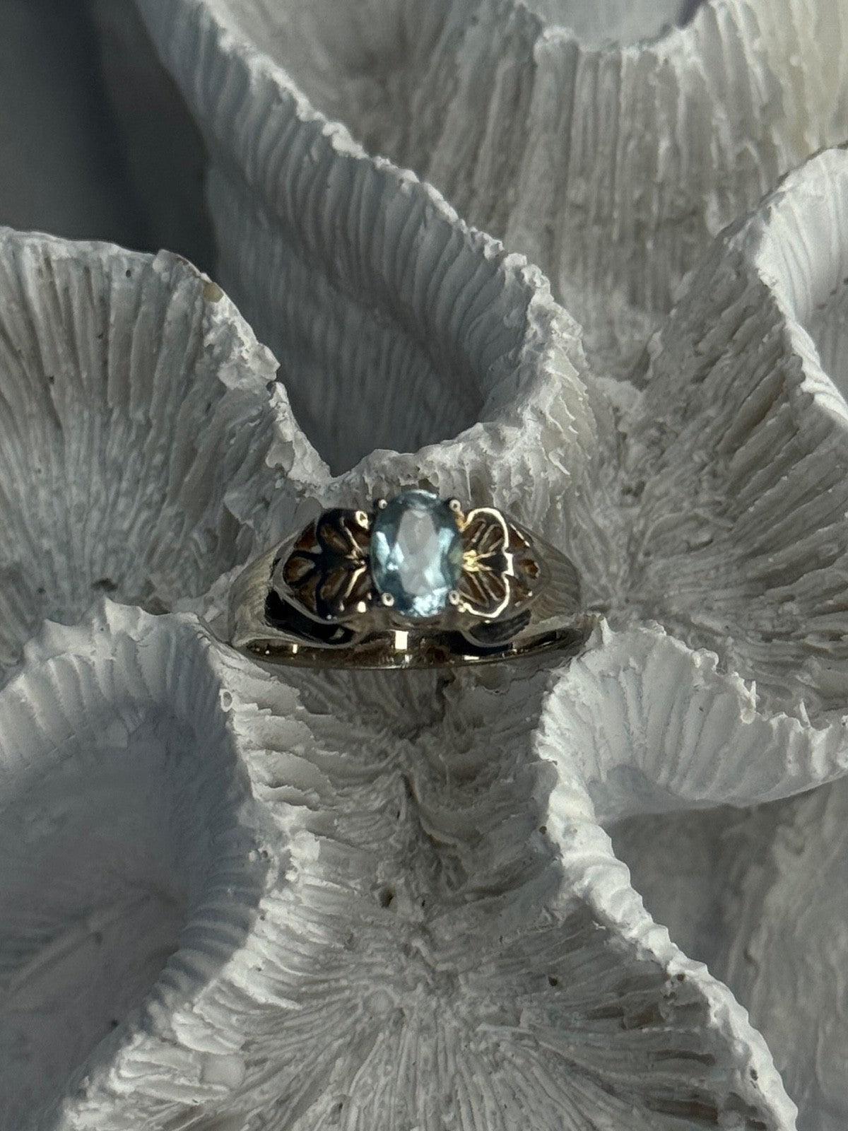 925 Sterling Silver Blue Topaz Ring Size 8