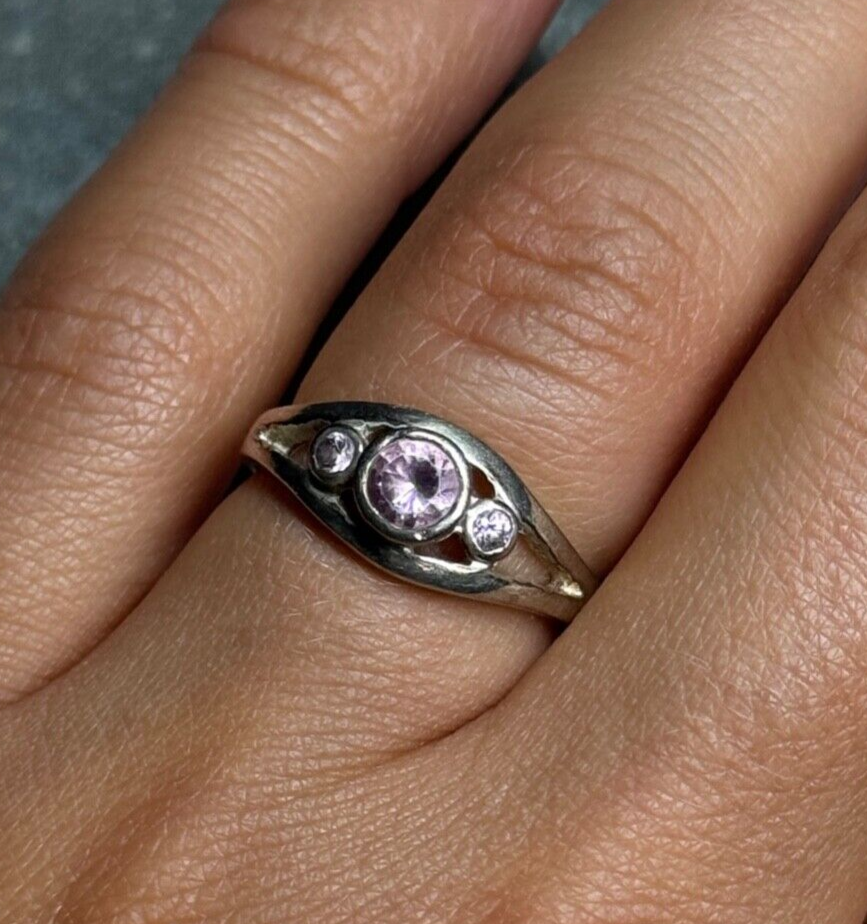 925 Sterling Silver Morganite Ring Size 6