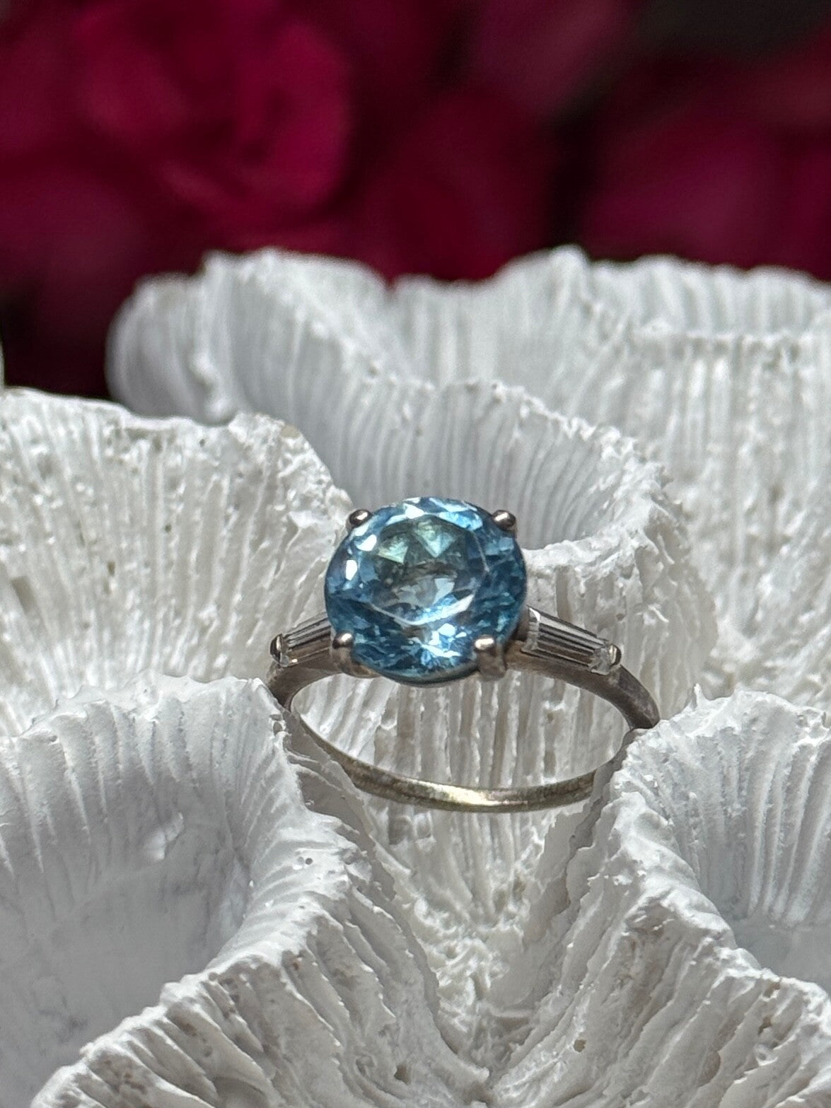 925 Sterling Silver Topaz & Beryl Ring Size 6