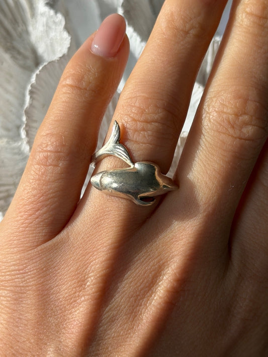 925 Sterling Silver Dolphin Ring Size 6.5