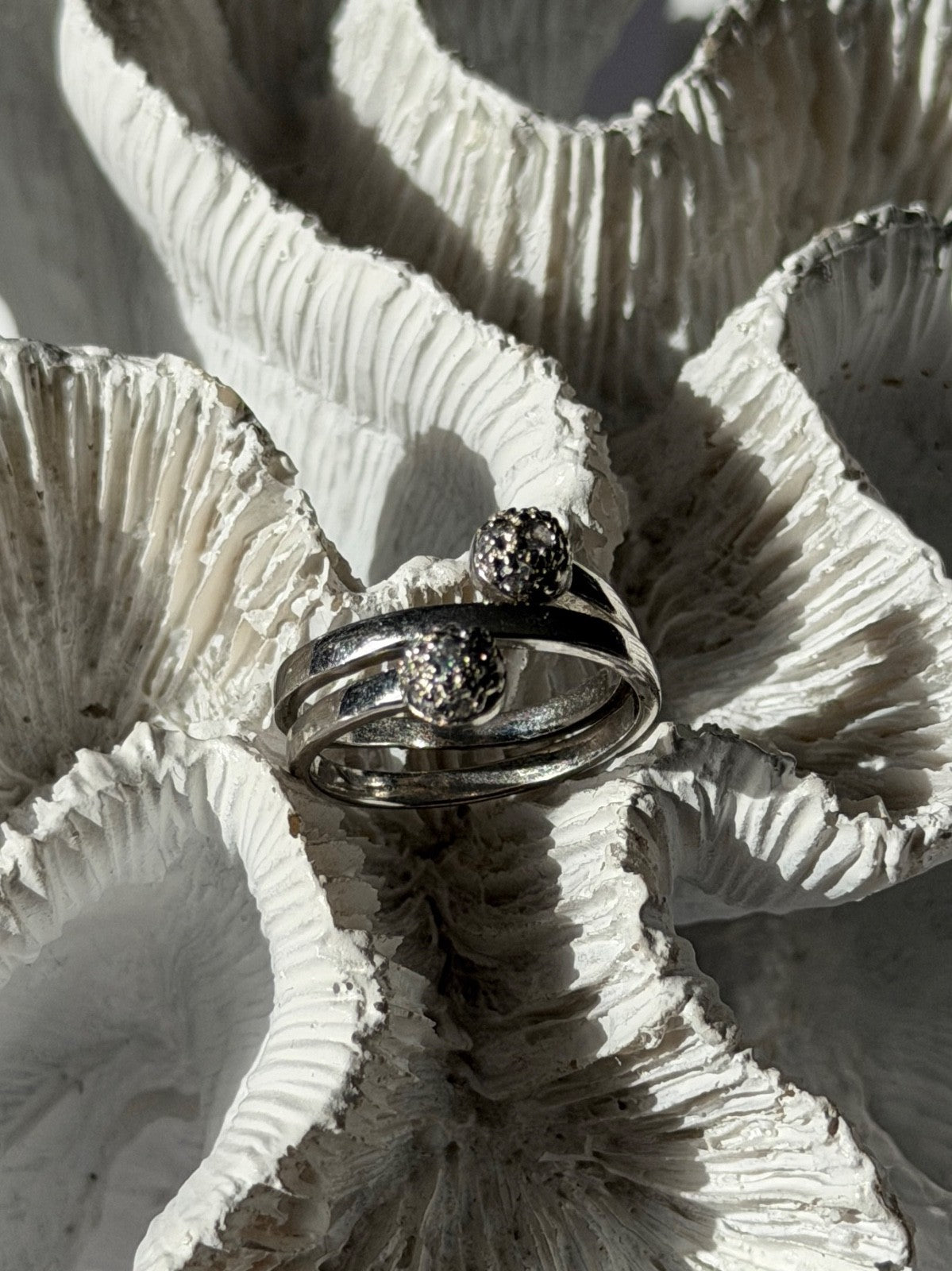 925 Sterling Silver White Topaz Ring Size 9