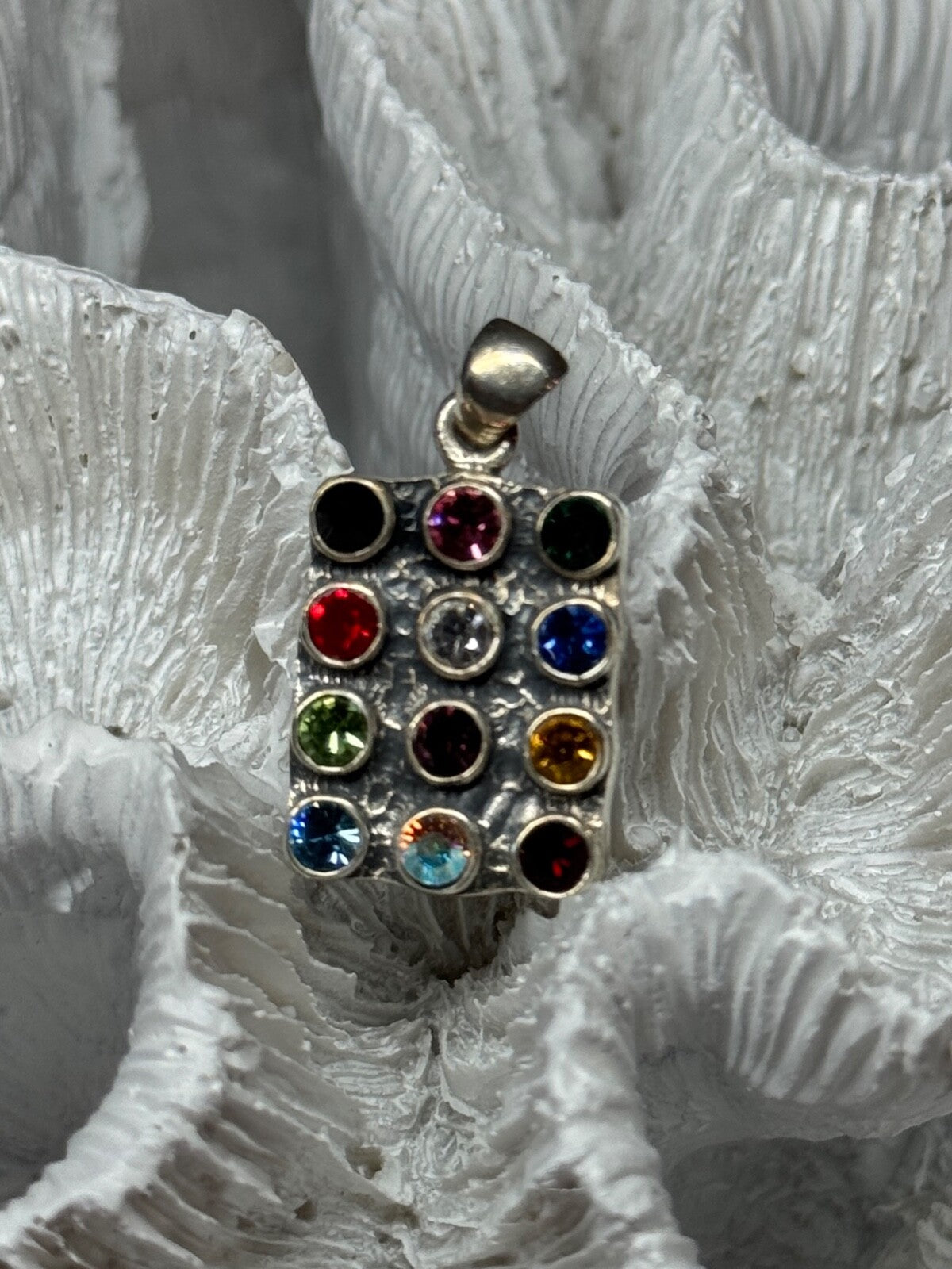925 Sterling Silver Multicolor Spinel Pendant Length 1.3 Inch