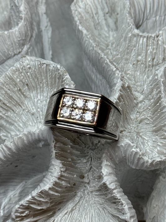 925 Sterling Silver CZ Men'S Ring Size 9.5