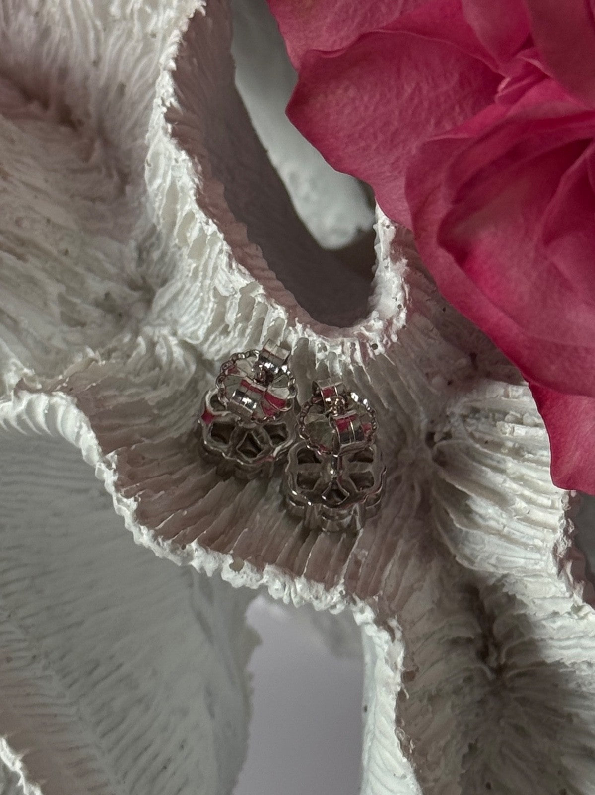 14K White Gold Diamond 2.08 TCW Flower Earrings