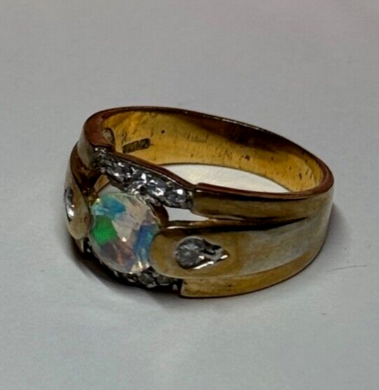 925 Sterling Silver Gold Plated CZ Ring Size 7