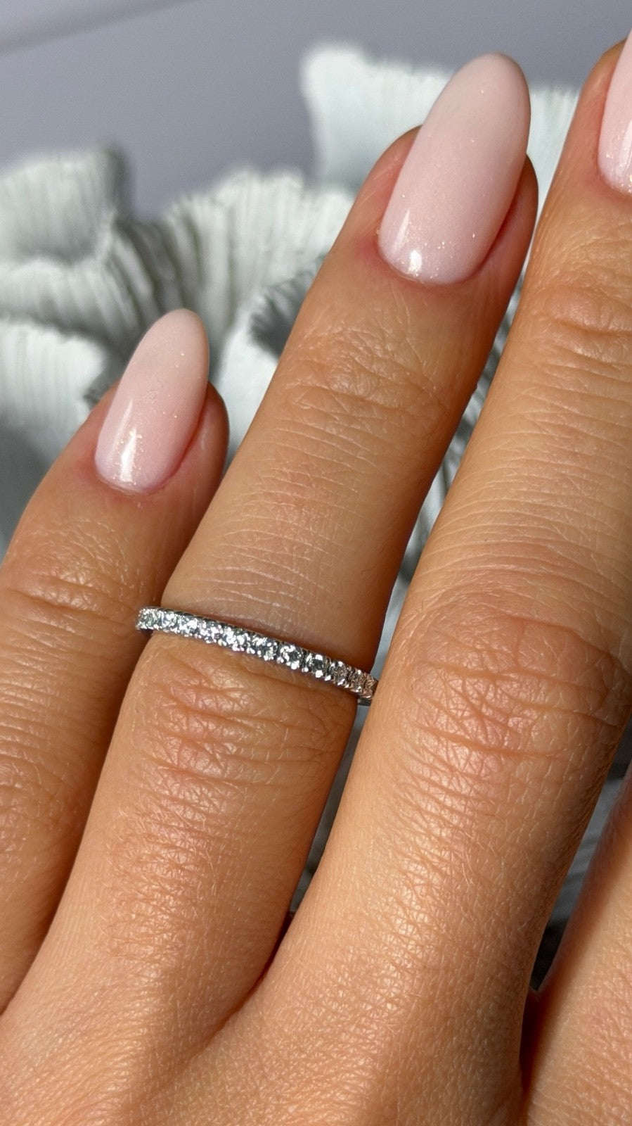14K White Gold Custom Diamond 0.58 ct Ring Size 6