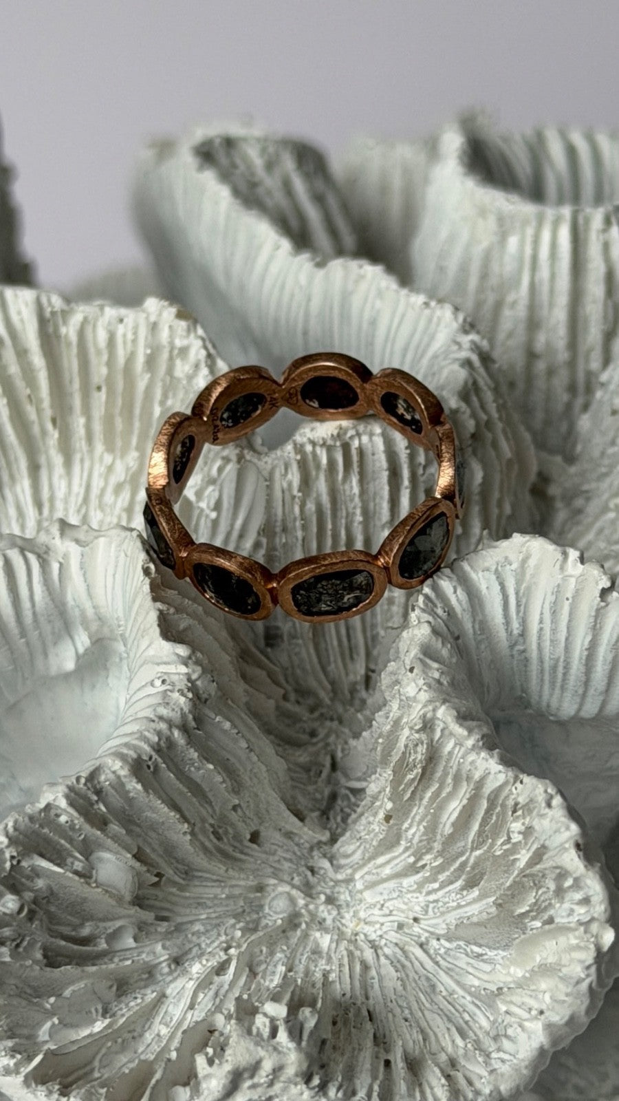 Salt and Pepper Chocolate Diamond 2.42 ct 14K Rose Gold Ring Size 7