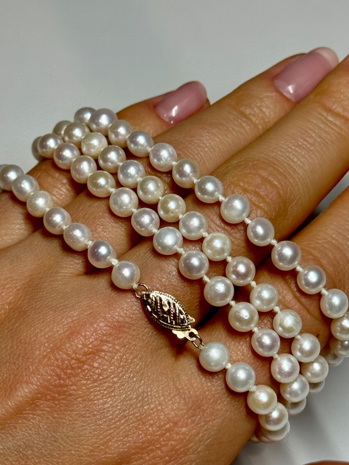 14K Yellow Gold Freshwater Pearl Necklace Length 30 Inch