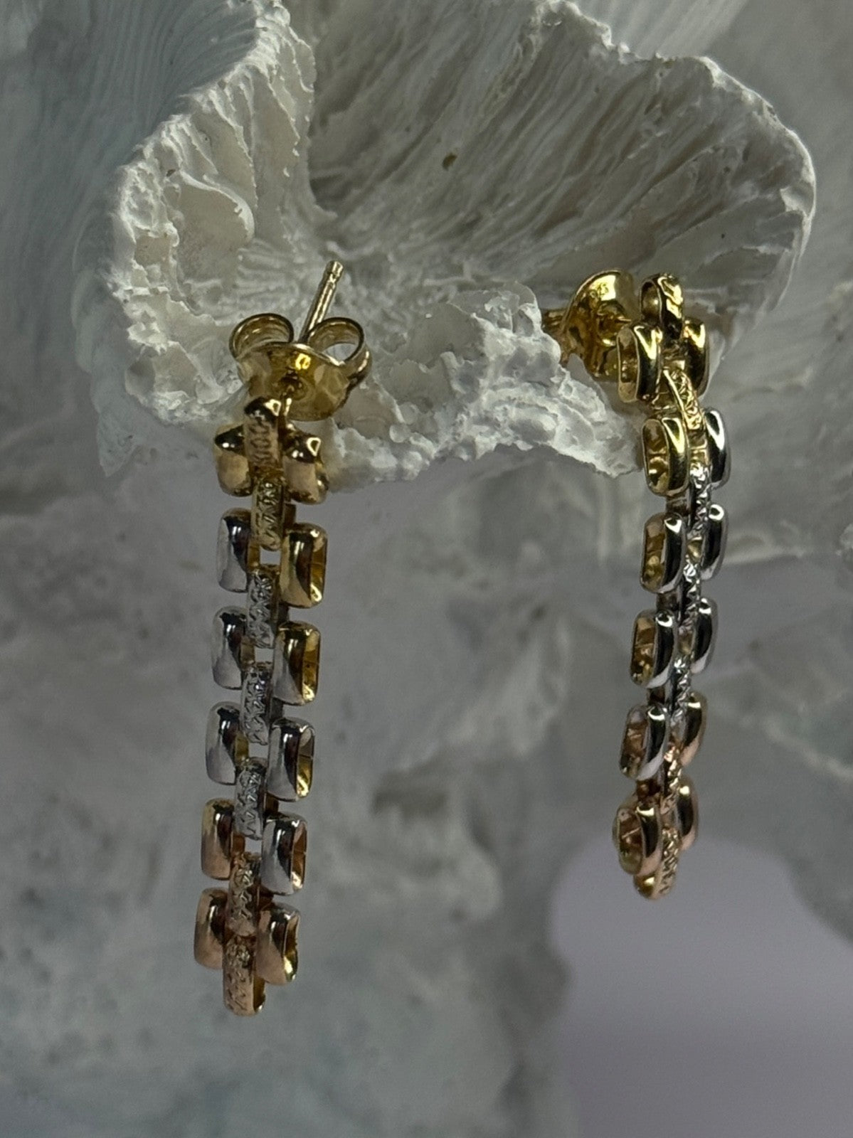 Italy Milor 925 Sterling Silver Gold Plated Earrings Length 1.40 Inch