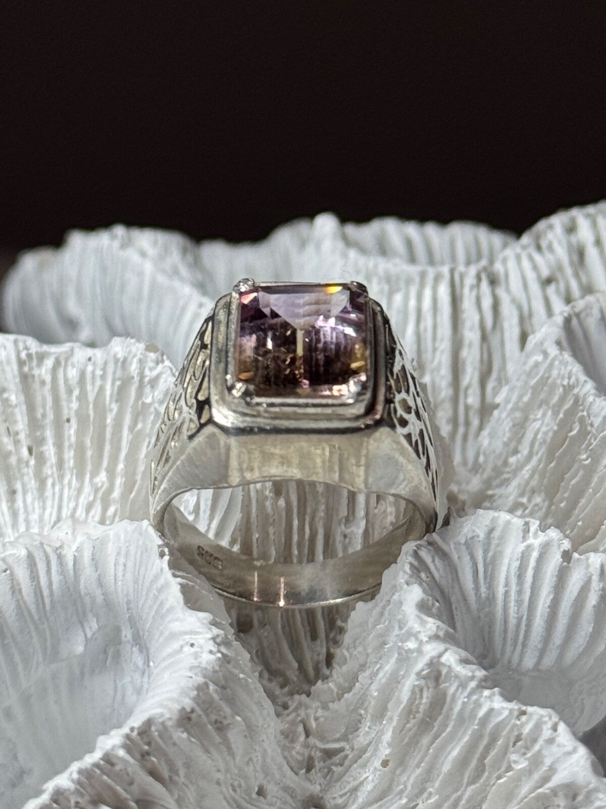 925 Sterling Silver Spinel Men's Ring Size 8