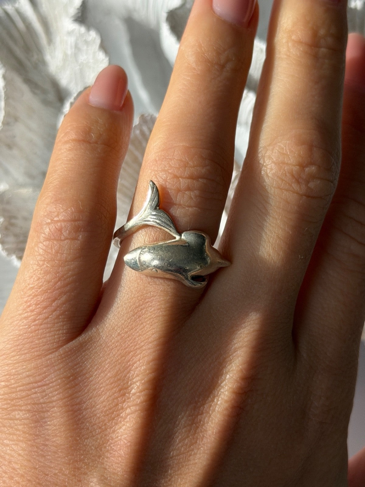 925 Sterling Silver Dolphin Ring Size 6.5