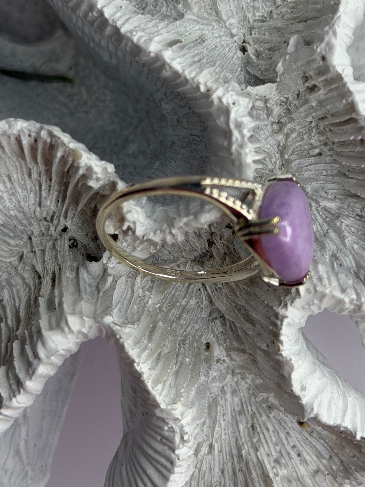 Djoy 925 Sterling Silver Lavender Jade Ring Size 10