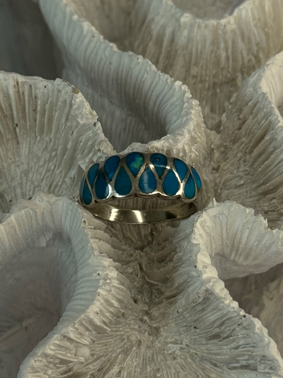 925 Sterling Silver Turquoise Ring Size 7